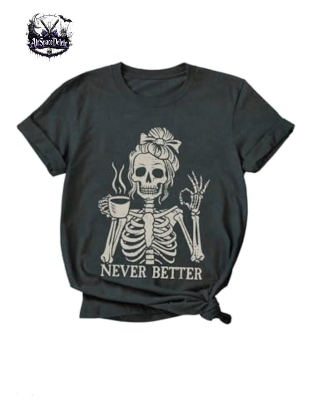Goth Skull Graphic Tee Y2K Streetwear Short Sleeve T-Shirt